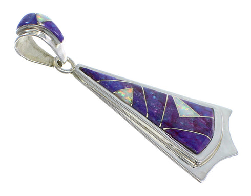 Southwest Magenta Turquoise And Opal Sterling Silver Pendant VX55581